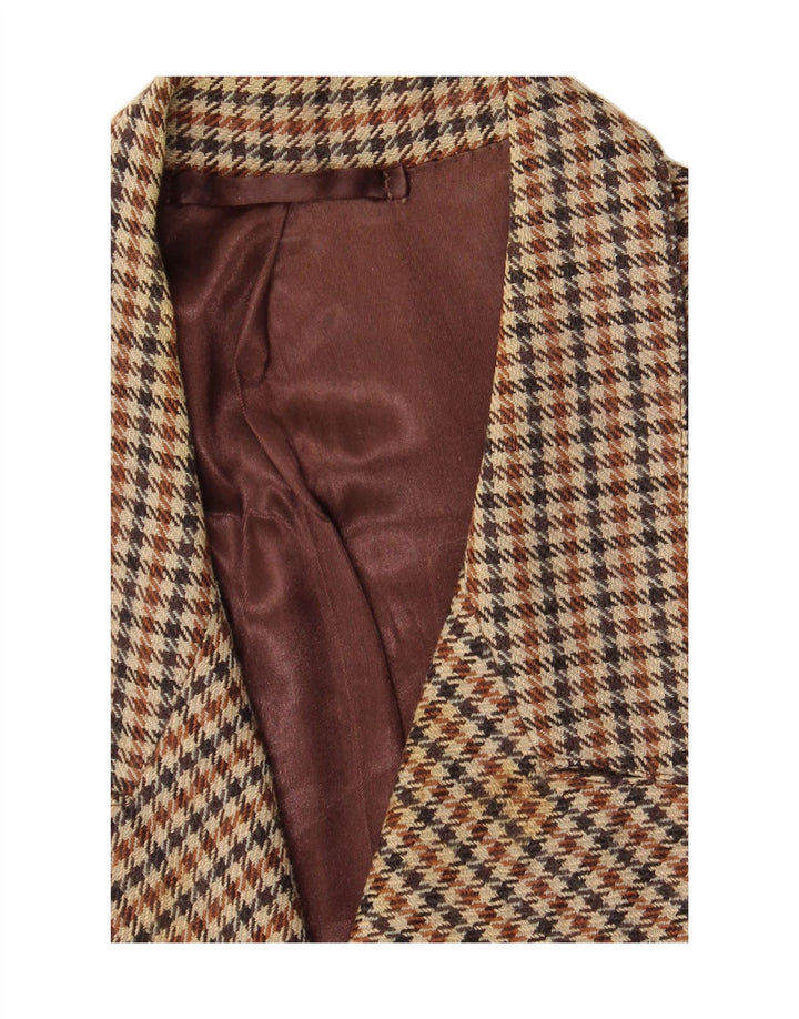 VINTAGE Womens Double Breasted Blazer Jacket UK 10 Small Brown Houndstooth Vintage Vintage and Second-Hand Vintage from Messina Hembry 