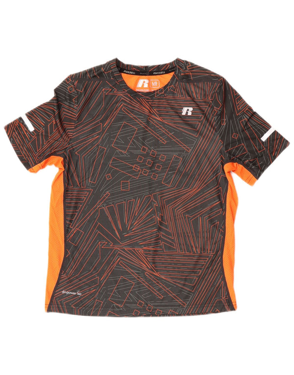 Russell Athletic Boys T-Shirt Top 10-11 År Stor Sort Geometrisk