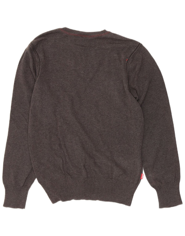 Levi's Mens V-Neck Jumper Sweater Small Grey Cotton