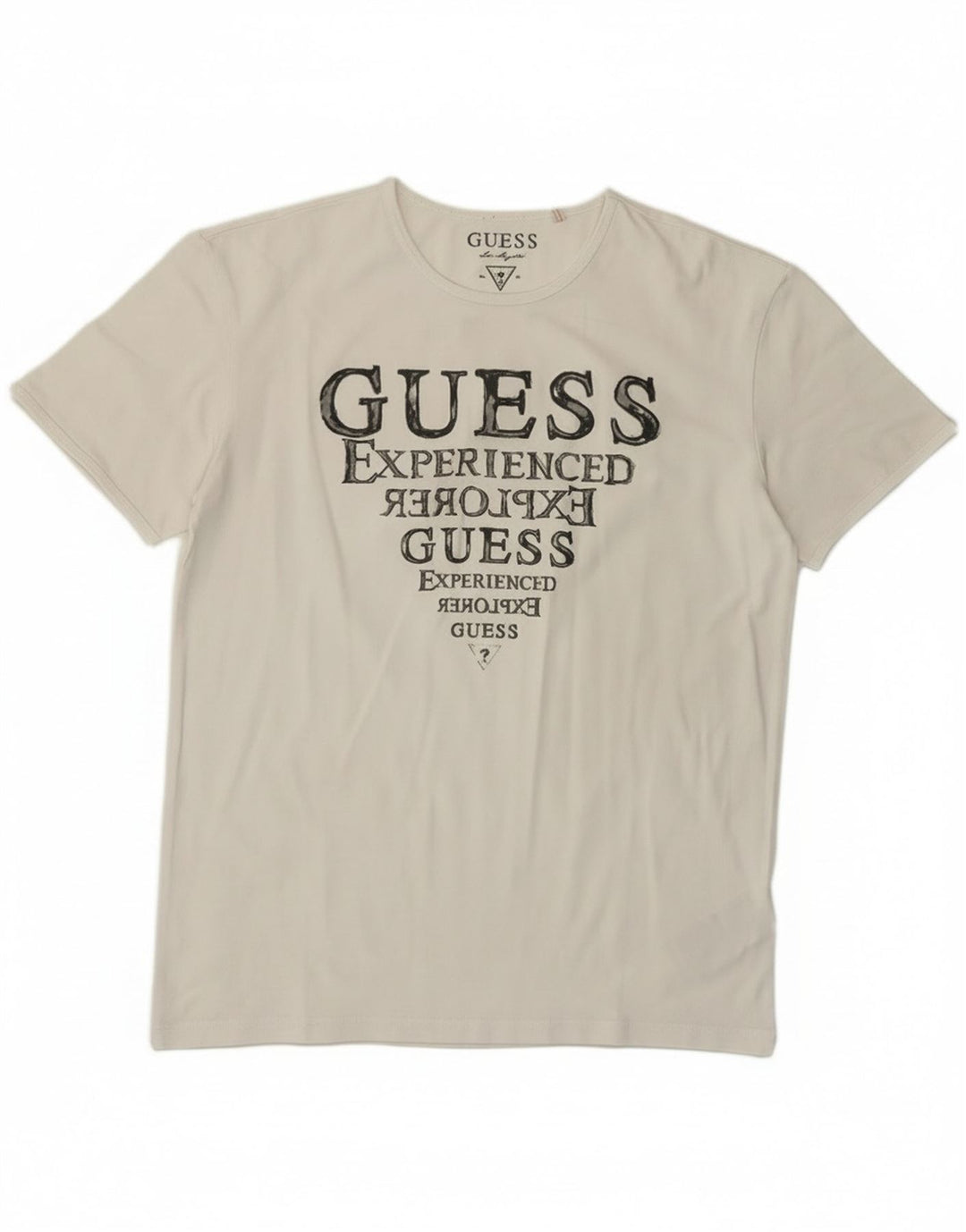 Guess Grafisk T-shirt top til kvinder EU 38 Mellem hvid bomuld Klassisk