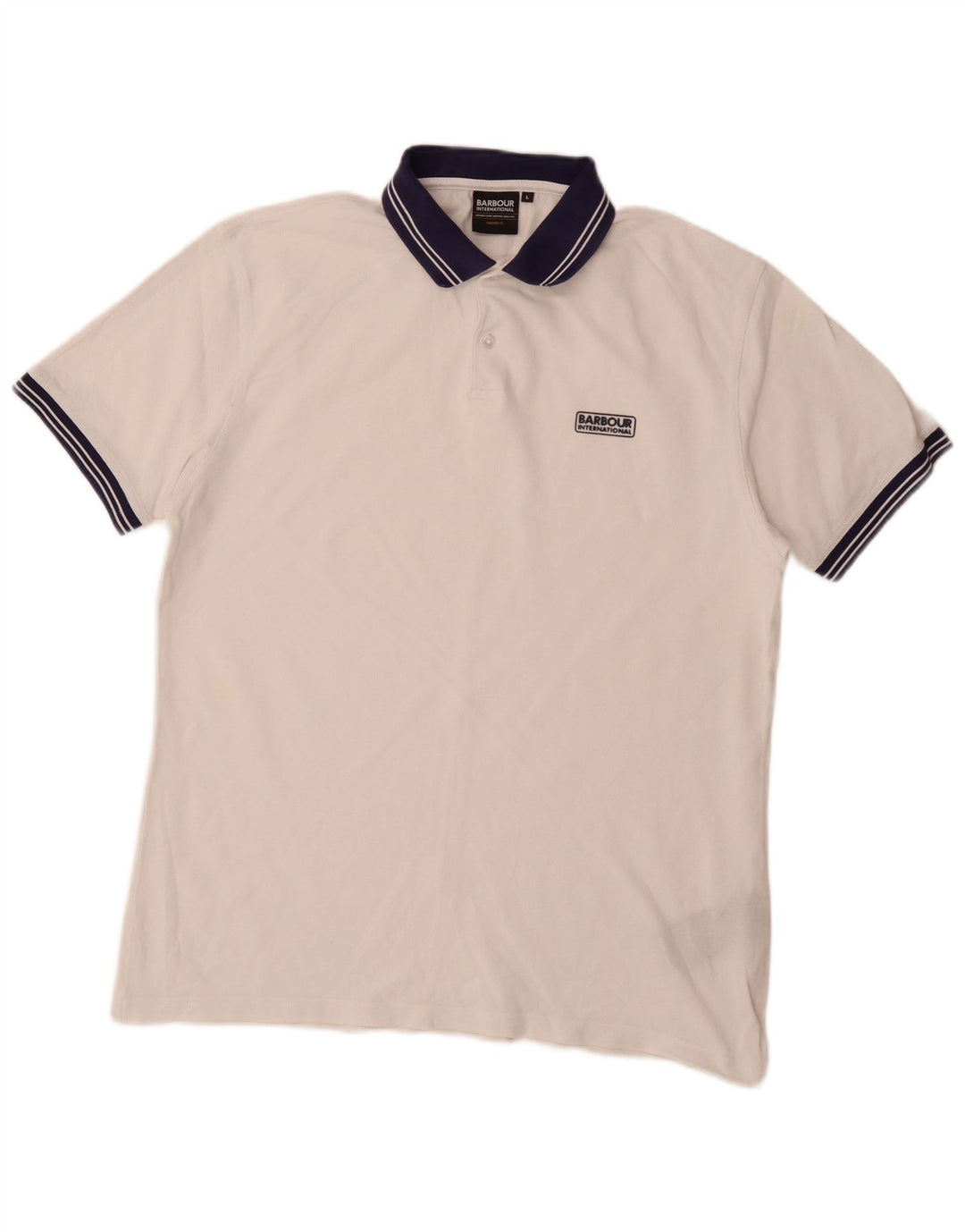 Barbour Rugby Polo Shirt til mænd Stor hvid stribet bomuld
