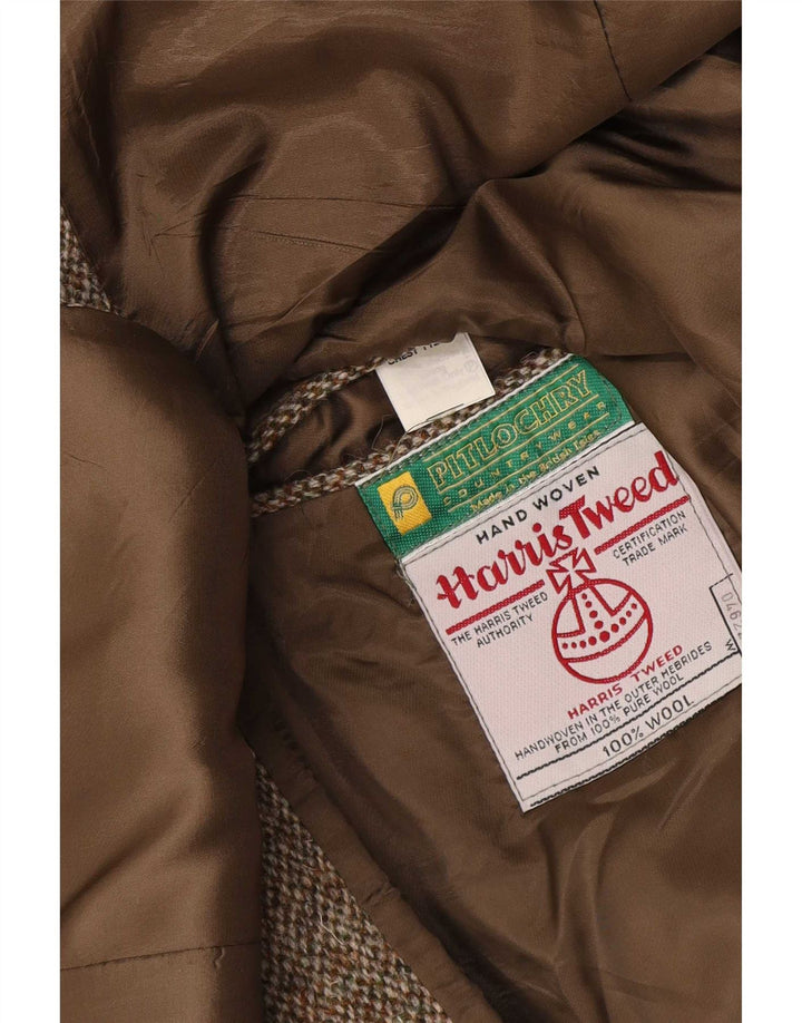 Harris Tweed Herre 2 Button Blazer Jacket UK 44 XL Brun Uld