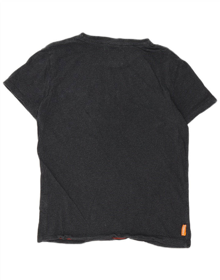 SUPERDRY Dame T-Shirt Top UK 16 Stor Grå Bomuld