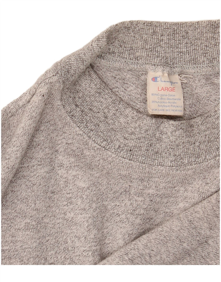 Champion Herre Grafisk Sweatshirt Jumper Large Grå Flecked Bomuld