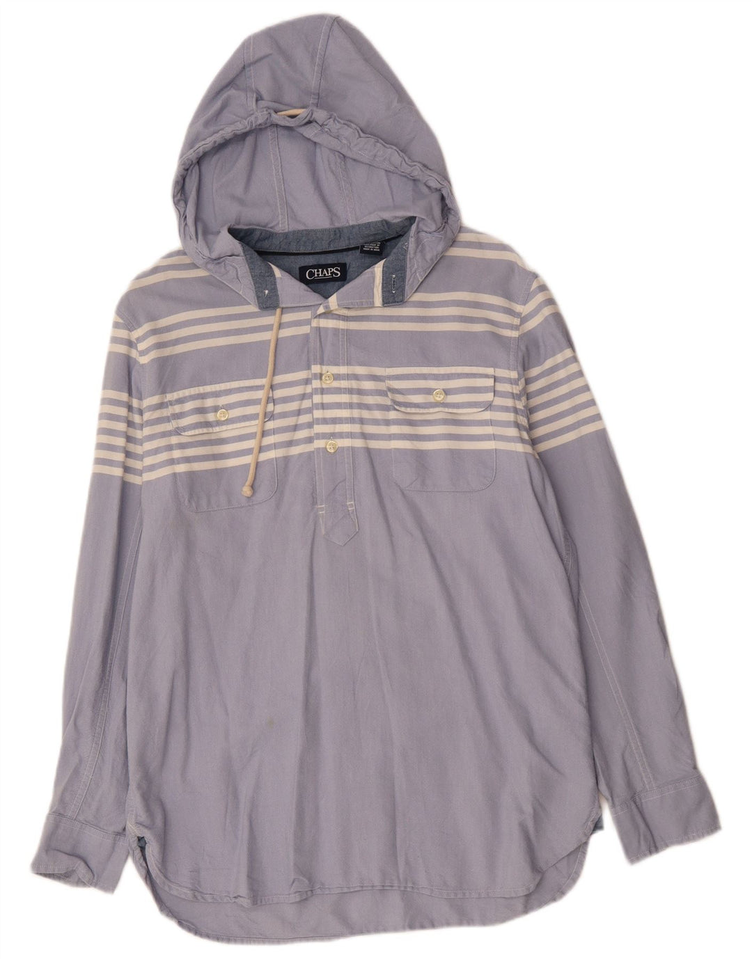 CHAPS Hættetrøje til mænd mellemblå stribet bomuld