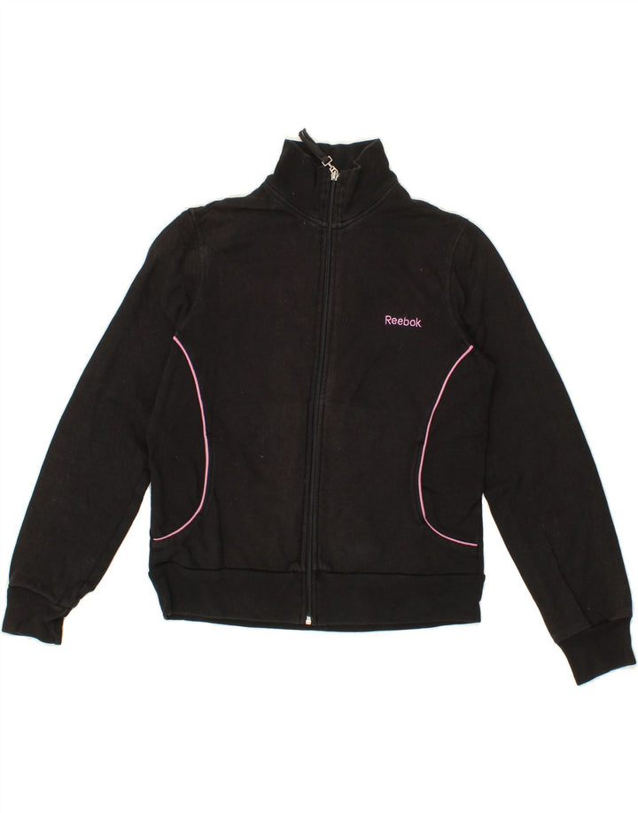 REEBOK Womens Tracksuit Top Jacket UK 14 Medium  Black Cotton Vintage Reebok and Second-Hand Reebok from Messina Hembry 