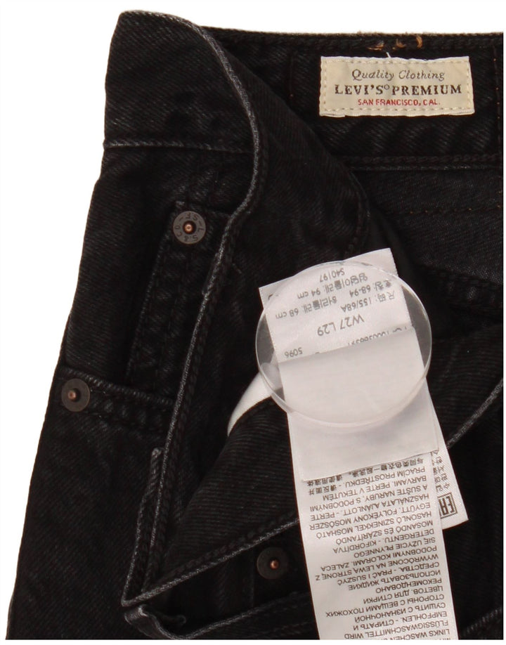 LEVI'S Kvinder Højtaljede Slim Straight Jeans W27 L29 Sort Bomuld