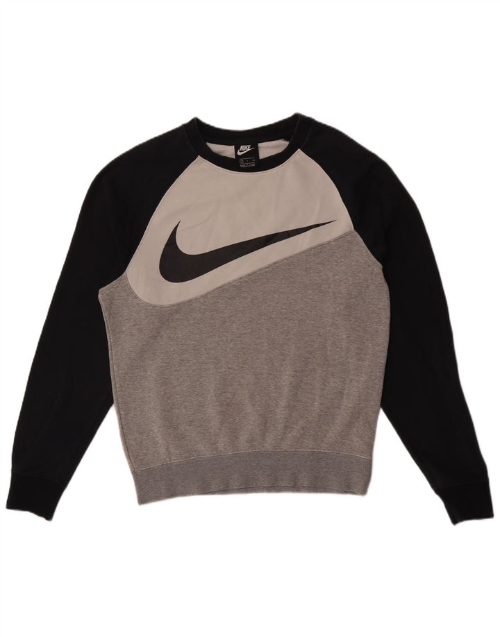 Nike grafisk sweatshirt til mænd, lille grå farveblok bomuld