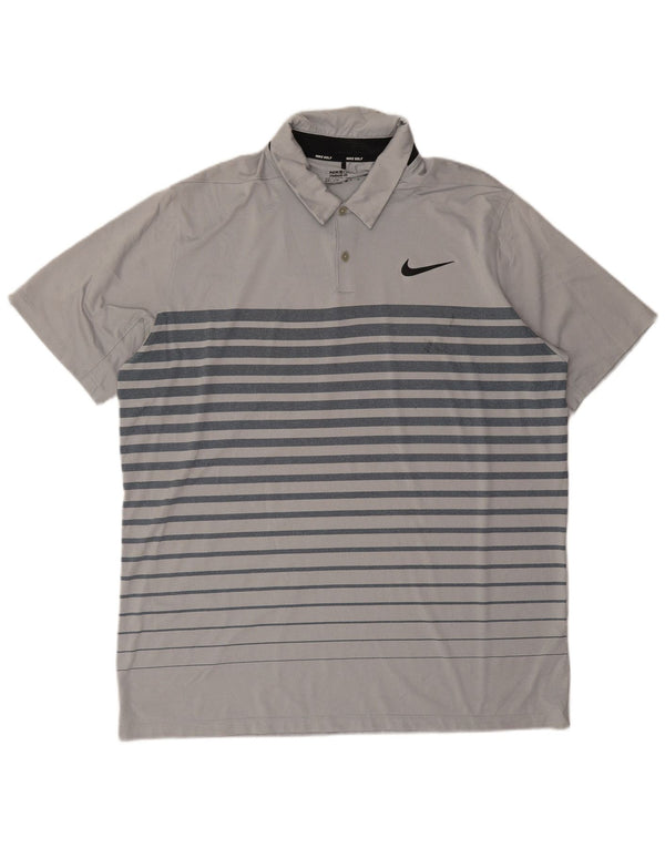 Nike Herre Dri Fit Polo Shirt XL Gråstribet polyester