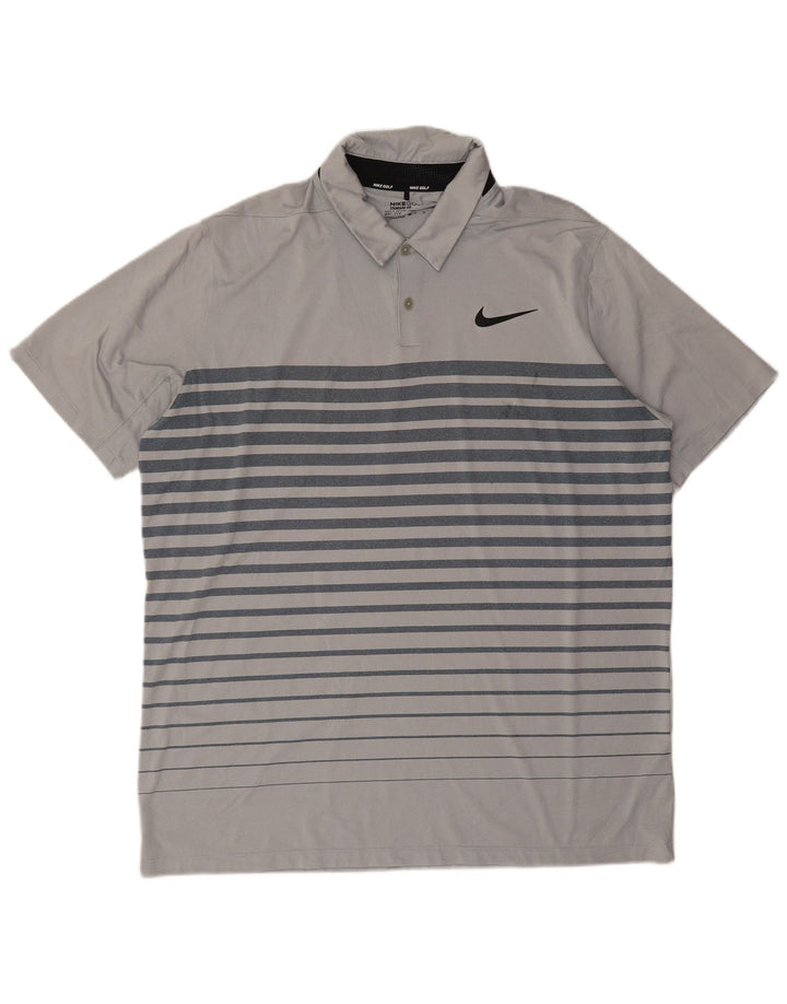 Nike Herre Dri Fit Polo Shirt XL Gråstribet polyester