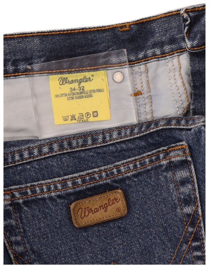 Wrangler Herre Texas Straight Jeans W34 L32 Blå Bomuld