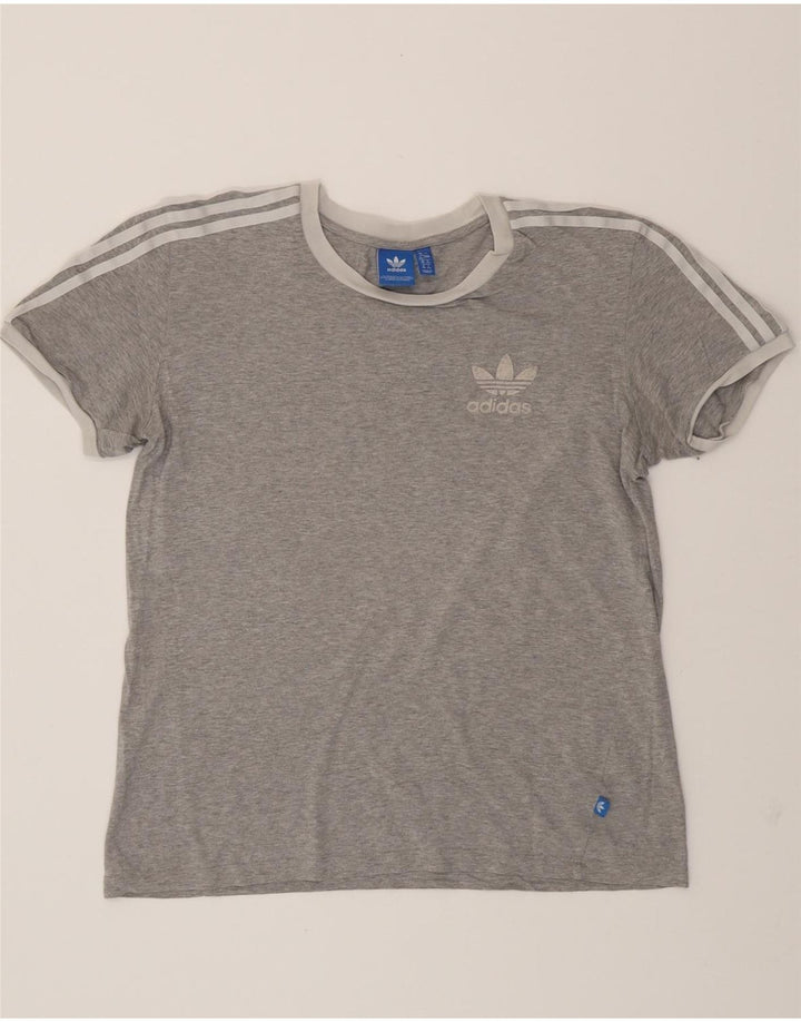 ADIDAS Womens Graphic T-Shirt Top UK 12 Medium Grey Vintage Adidas and Second-Hand Adidas from Messina Hembry 