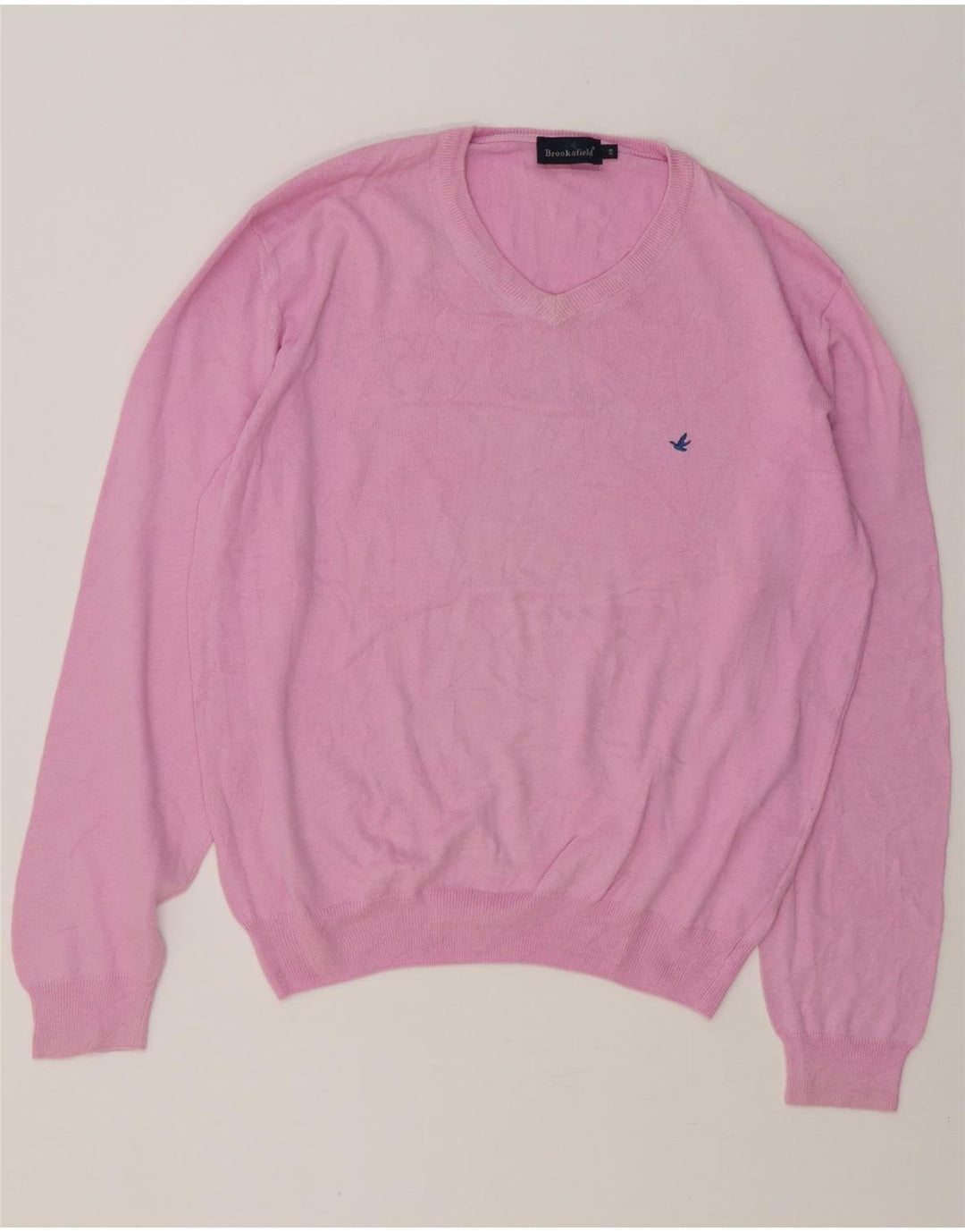 Brooksfield Herre V-hals sweater IT 48 Medium Pink Bomuld