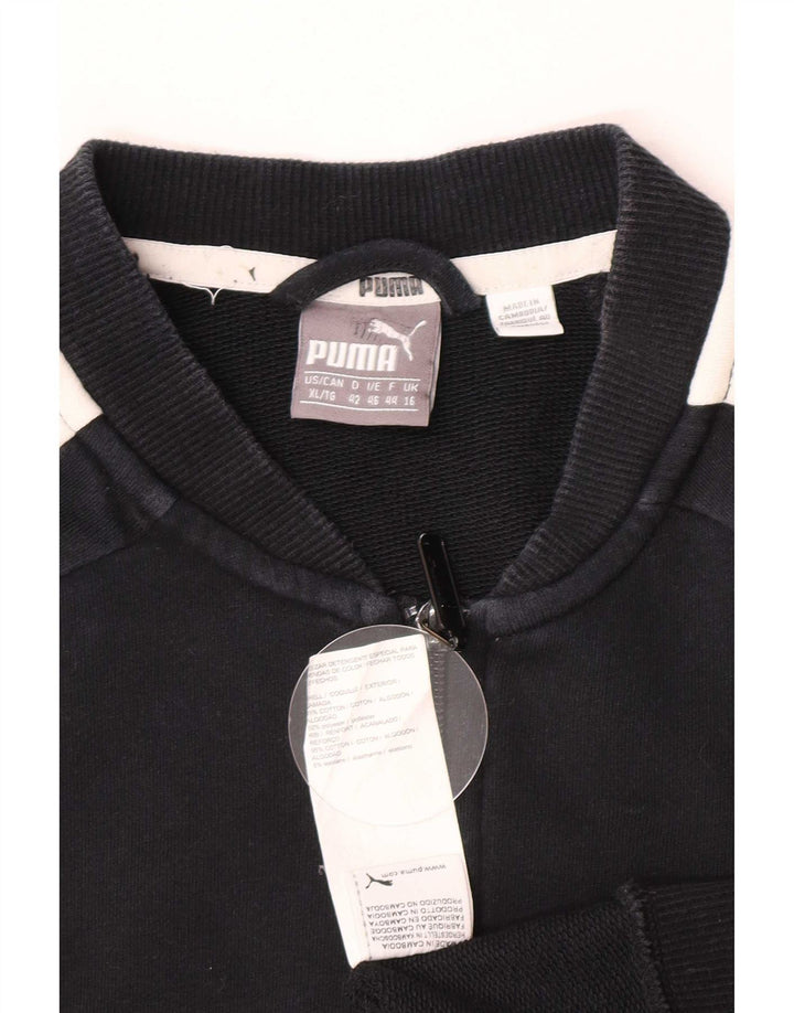 Puma træningsdragt topjakke til kvinder UK 16 Large Black Colourblock Bomuld
