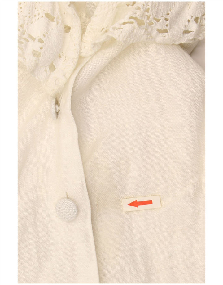 HESS FRACKMANN skjortebluse med 3/4 ærmer til kvinder EU 38 Medium Off White Linned