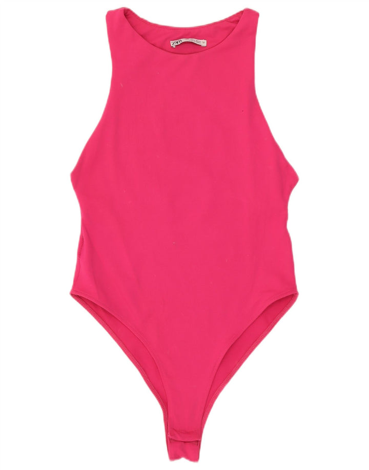 Zara Dame Ærmeløs Bodysuit UK 8 Small Pink