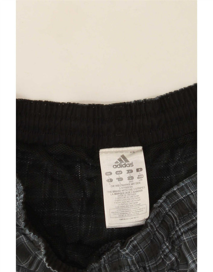 Adidas Badeshorts til mænd, store grå ternet polyester