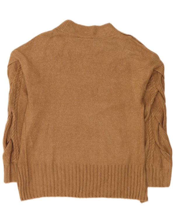 Dkny Dame Turtle Neck Jumper Sweater UK 14 Medium Brun Akryl