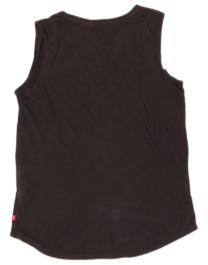 Levi's Kvinder Grafisk Vest Top UK 10 Lille Sort Bomuld