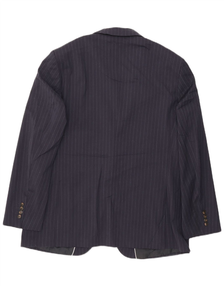 Marks & Spencer Herre Longline Blazer Jacket UK 46 3XL Navy Blue Pinstripe