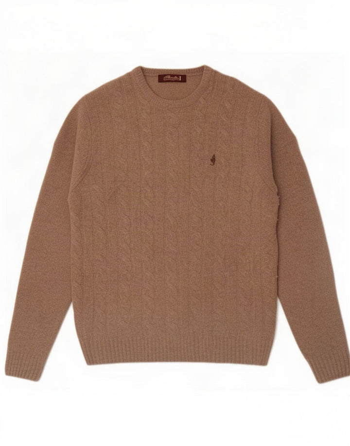 Marlboro Classics Herre Crew Neck Jumper Sweater Stor Beige Lammeuld