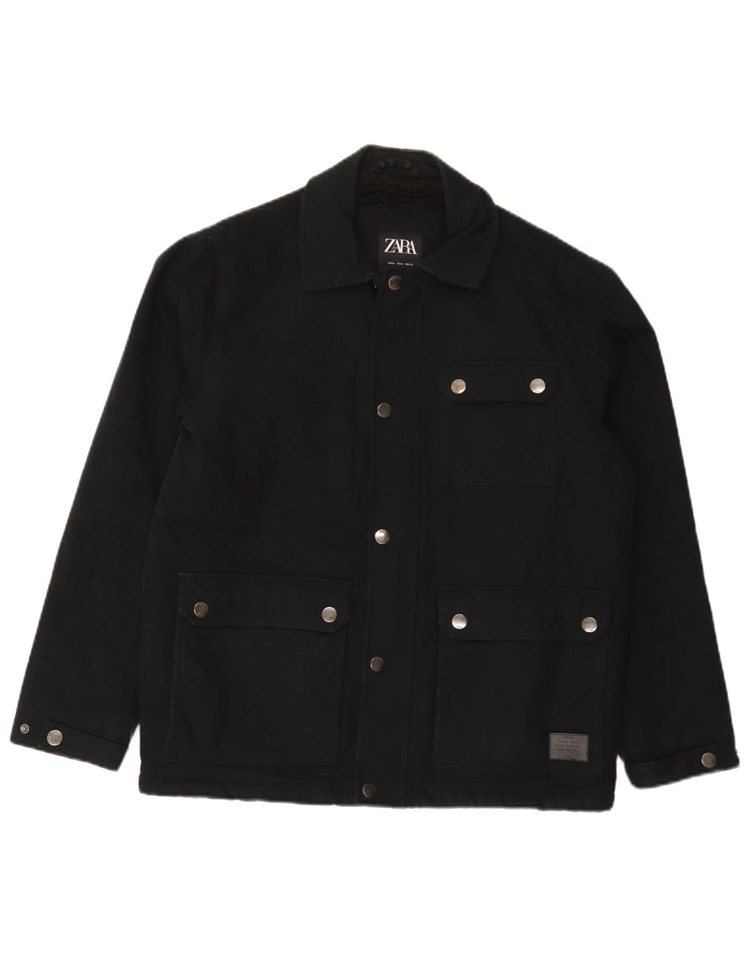 Zara Herre Utility Jacket UK 38 Medium Sort Bomuld