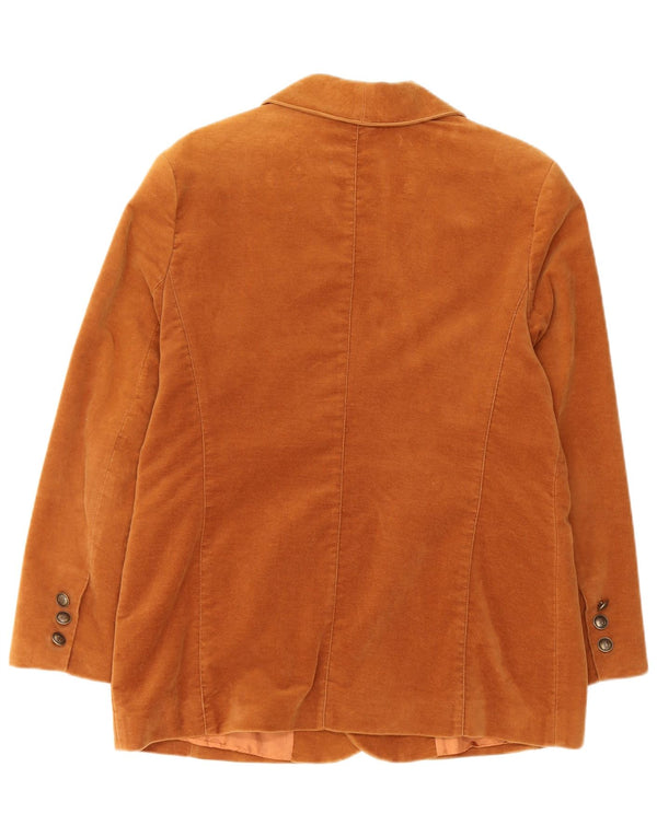 VINTAGE Womens Double Breasted Blazer Jacket UK 16 Large Brown Cotton