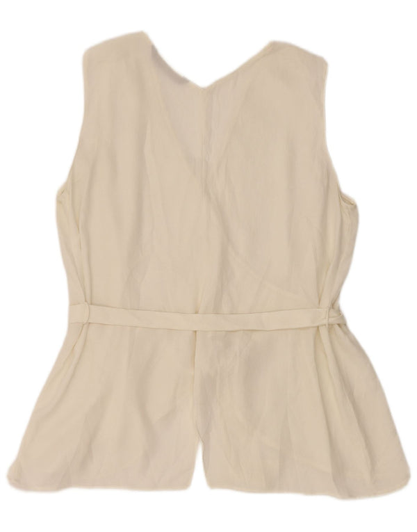 Zara Dame ærmeløs bluse Top UK 18 XL Hvid