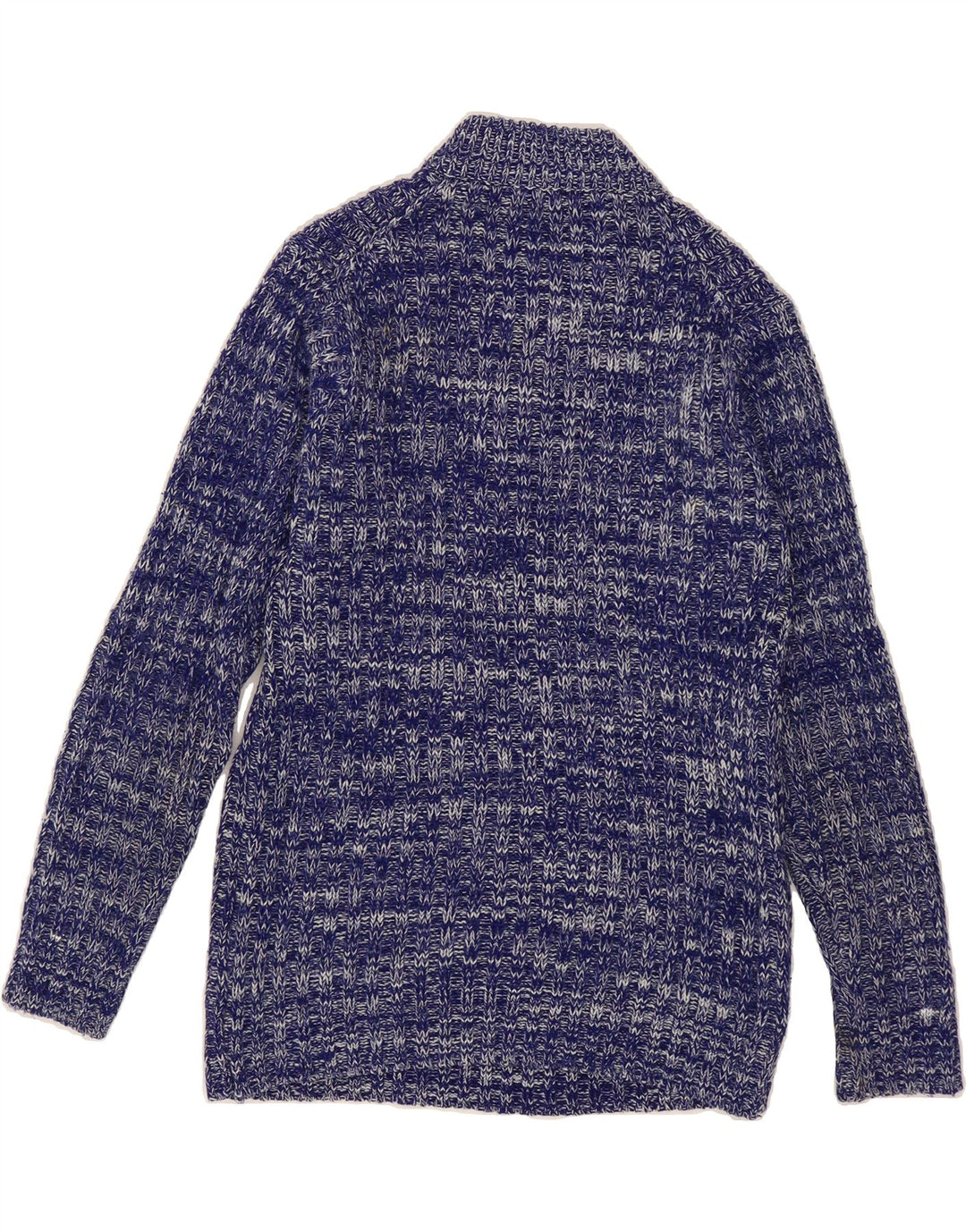 VINTAGE Mens Button Neck Jumper Sweater Medium Blue Flecked Vintage Vintage and Second-Hand Vintage from Messina Hembry 