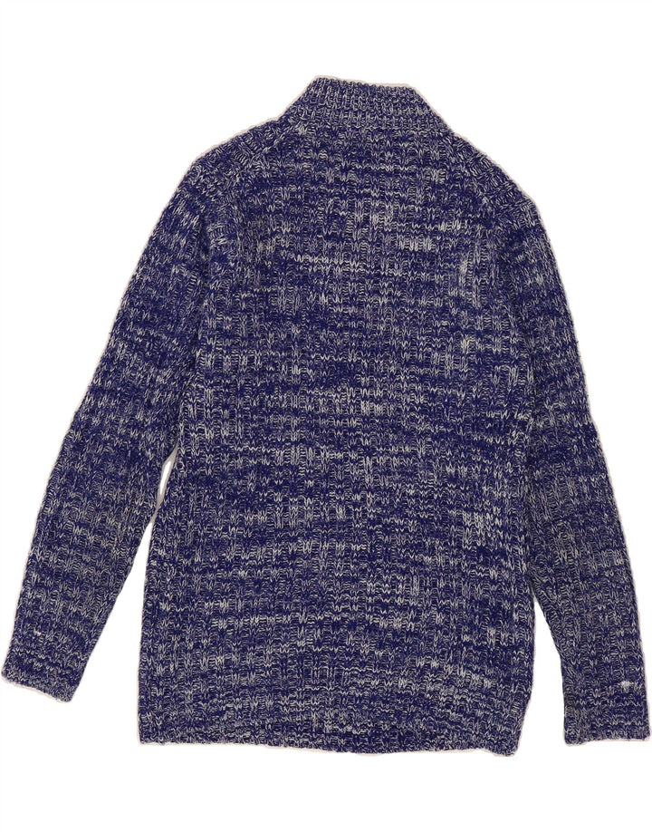 VINTAGE Mens Button Neck Jumper Sweater Medium Blue Flecked Vintage Vintage and Second-Hand Vintage from Messina Hembry 