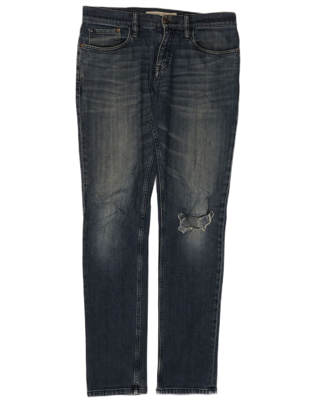 CALVIN KLEIN Herre Distressed Slim Jeans W32 L34 Blå Bomuld