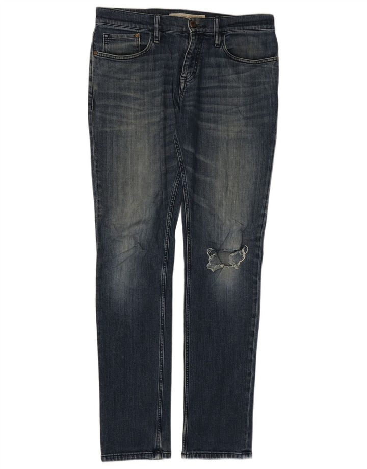 CALVIN KLEIN Herre Distressed Slim Jeans W32 L34 Blå Bomuld