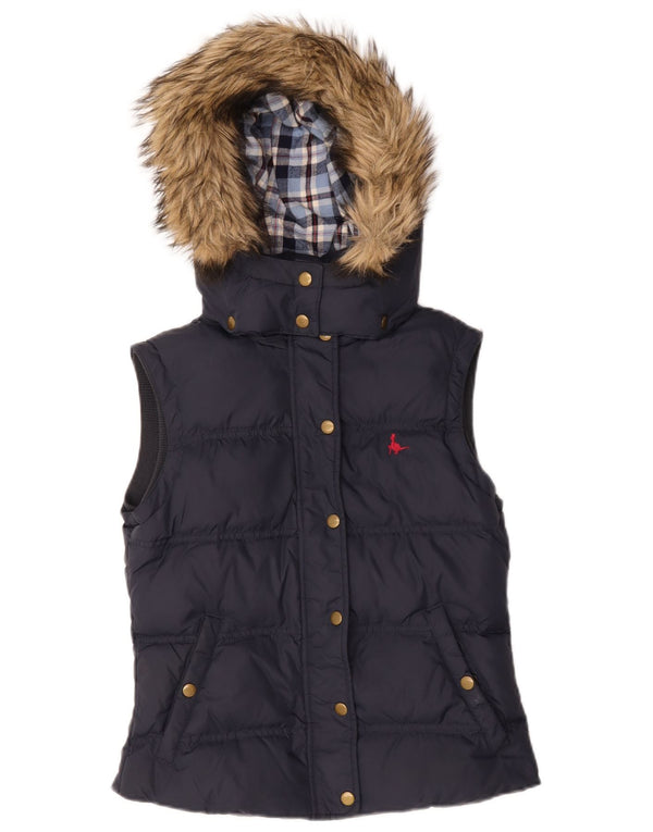 Joules Dame Hætte Polstret Gilet UK 8 Small Navy Blue
