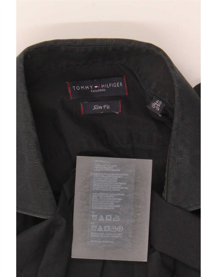 Tommy Hilfiger Skræddersyet Slim Fit skjorte herre str. 40 15 3/4 Medium Sort