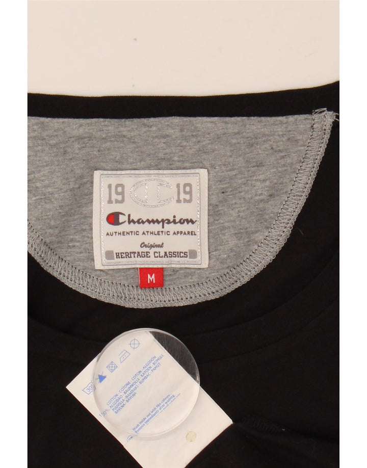 CHAMPION Womens Heritage Classics Grafisk T-Shirt Top UK 12 Medium Sort