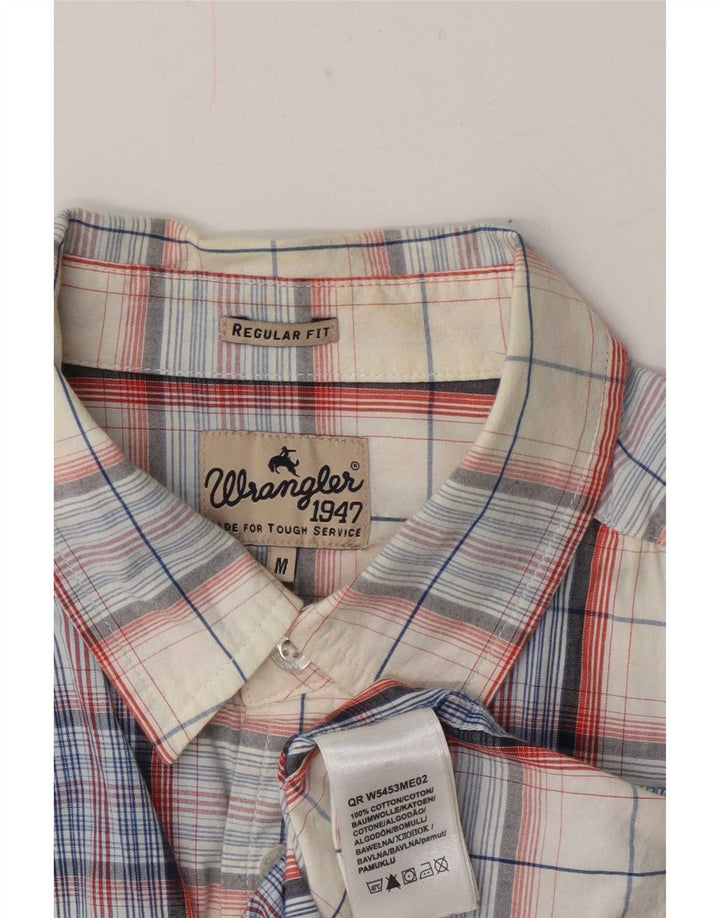 Wrangler kortærmet herreskjorte med normal pasform Medium Off White Plaid bomuld