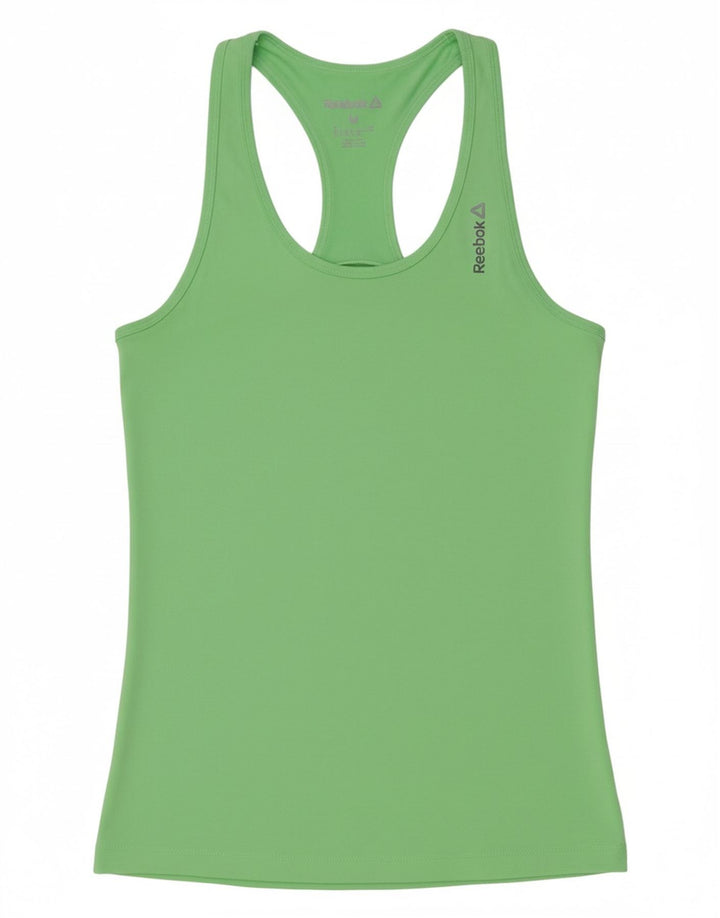 REEBOK Womens Vest Top UK 12 Medium Green Polyester Sports
