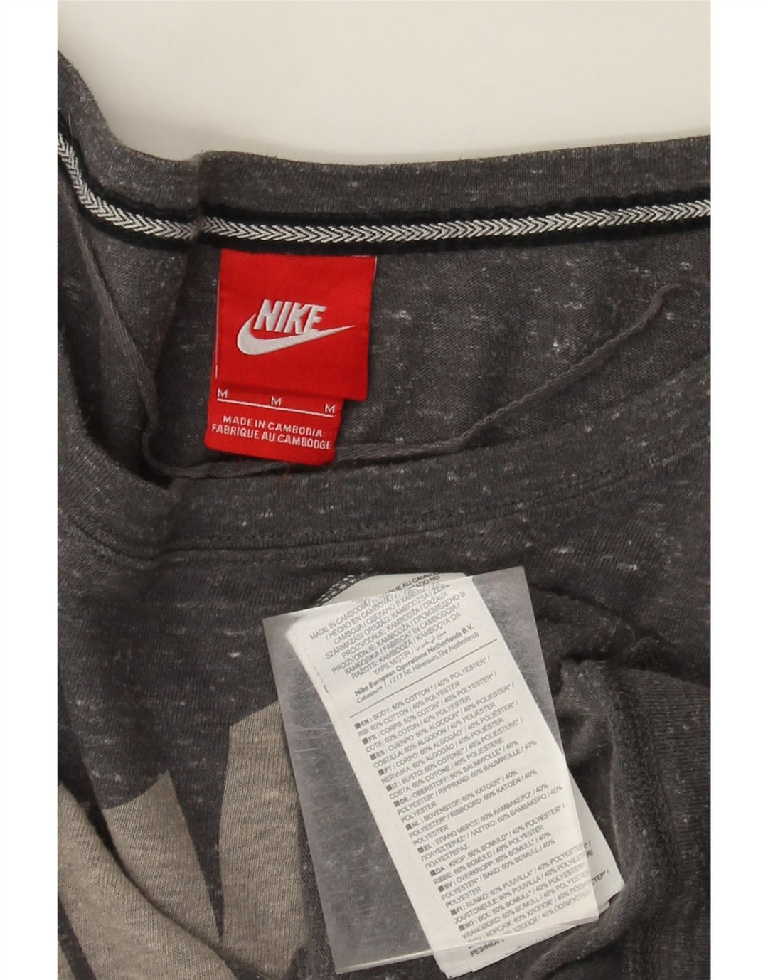 Nike Grafisk Sweatshirt Jumper UK 14 Medium Grey Flecked Bomuld