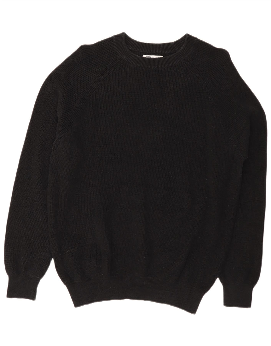 Zara Herre Boat Neck Jumper Sweater Lille Sort Bomuld