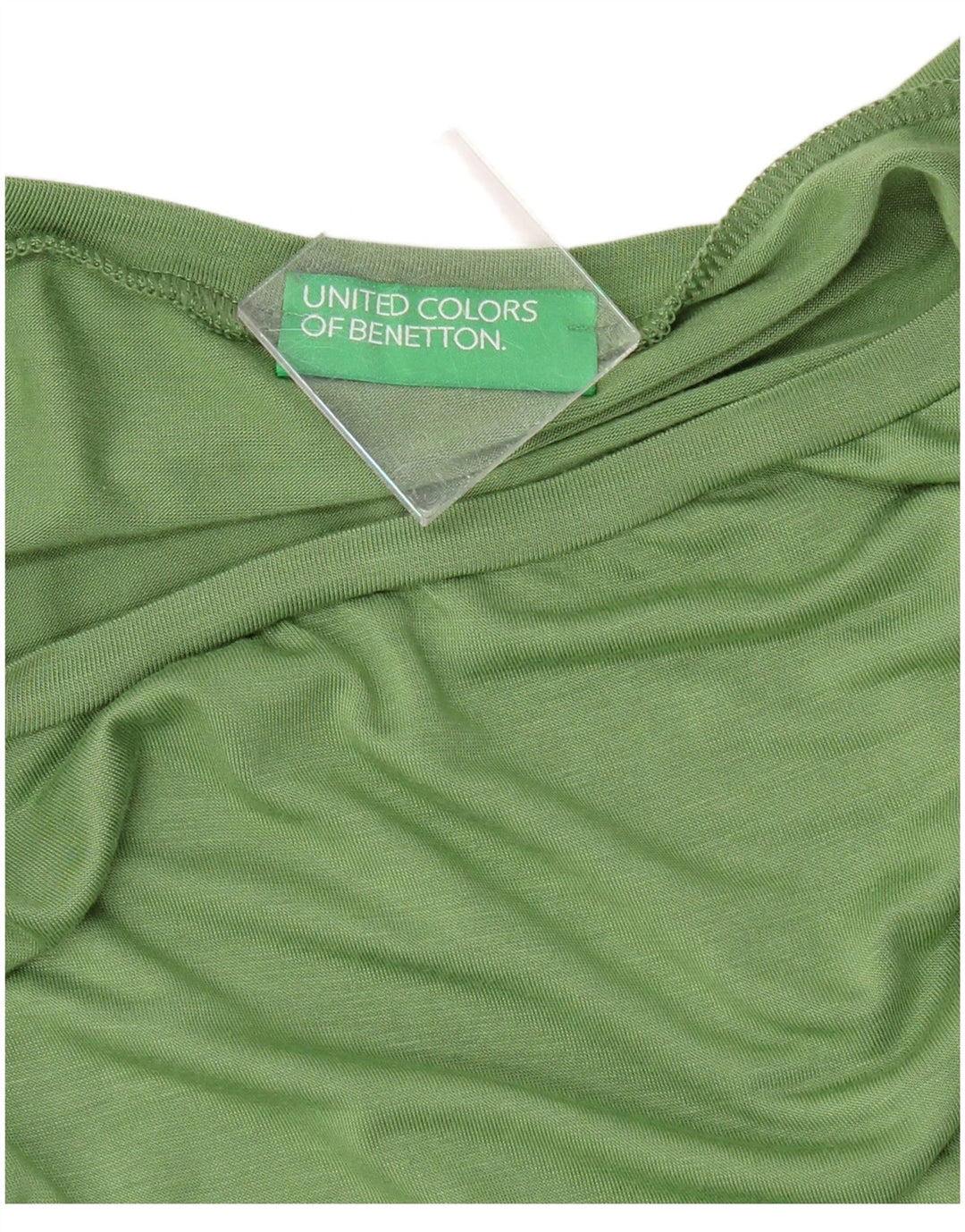 BENETTON Womens Top Long Sleeve UK 10 Small Green Viscose