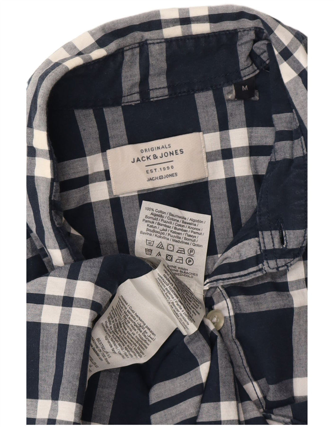 Jack & Jones kortærmet herreskjorte Medium marineblå ternet bomuld