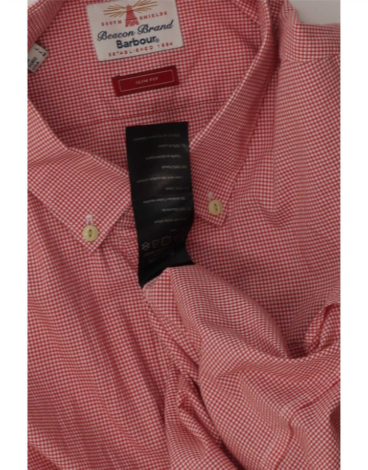 Barbour Herre Slim Fit skjorte Stor rød Gingham Bomuld