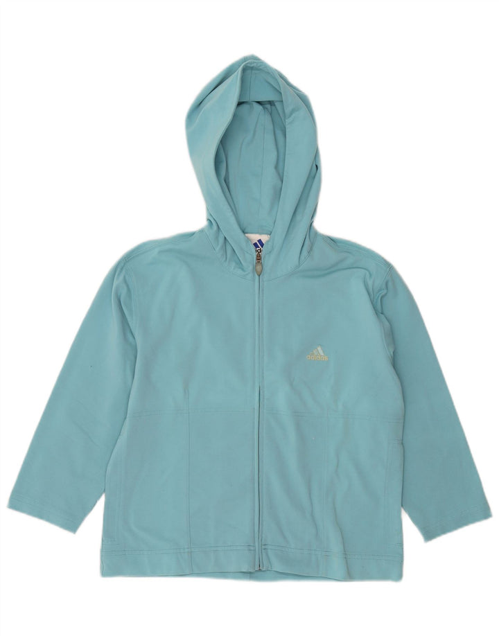 Adidas Dame 3/4 ærmet hættetrøje med lynlås trøje UK 14 Medium Blå Polyamid