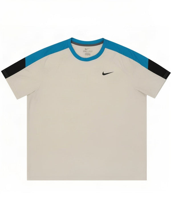 Nike Herre Dri Fit T-shirt Top 2XL Hvid Colourblock Polyester