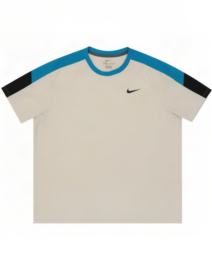 Nike Herre Dri Fit T-shirt Top 2XL Hvid Colourblock Polyester