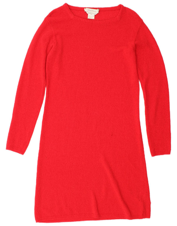 Max Mara Dame Langærmet Jumper Kjole UK 12 Medium Rød