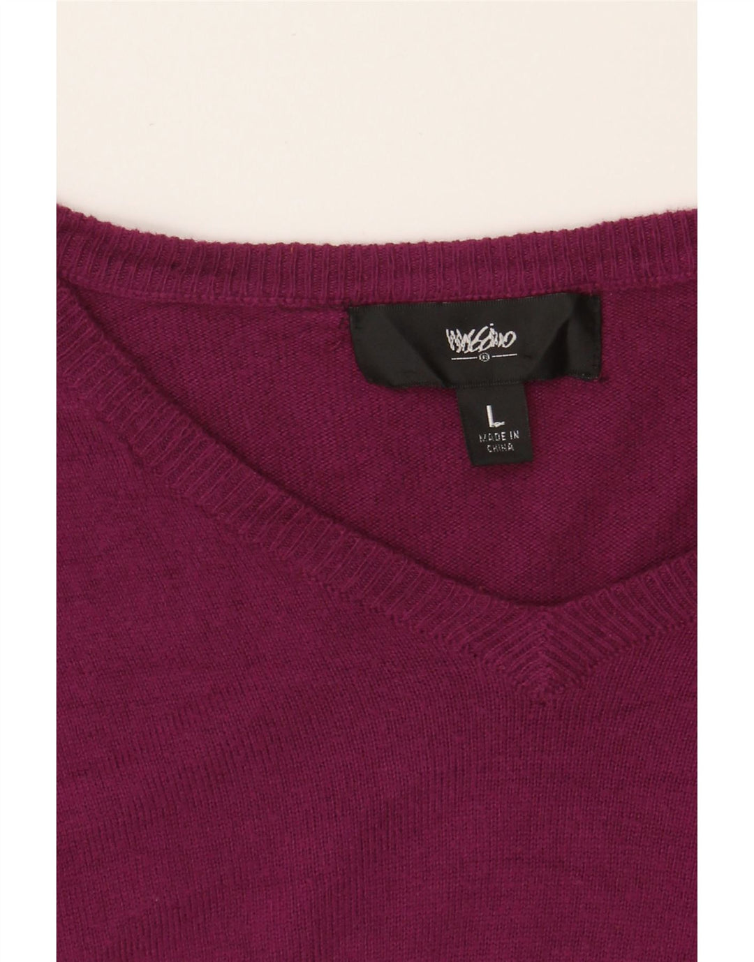 MOSSIMO Womens V-Neck Jumper Sweater UK 14 Large Burgundy Nylon Vintage Mossimo and Second-Hand Mossimo from Messina Hembry 