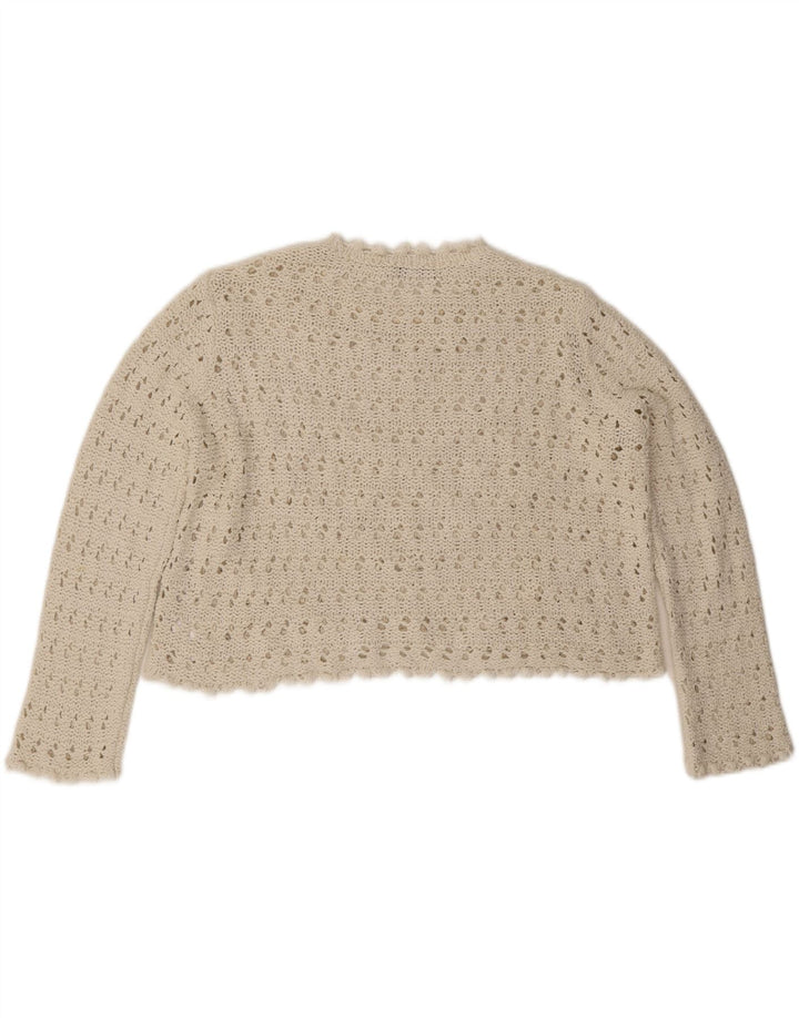 Zara Womens Oversized Crop Crew Neck Jumper Sweater UK 10 Small White