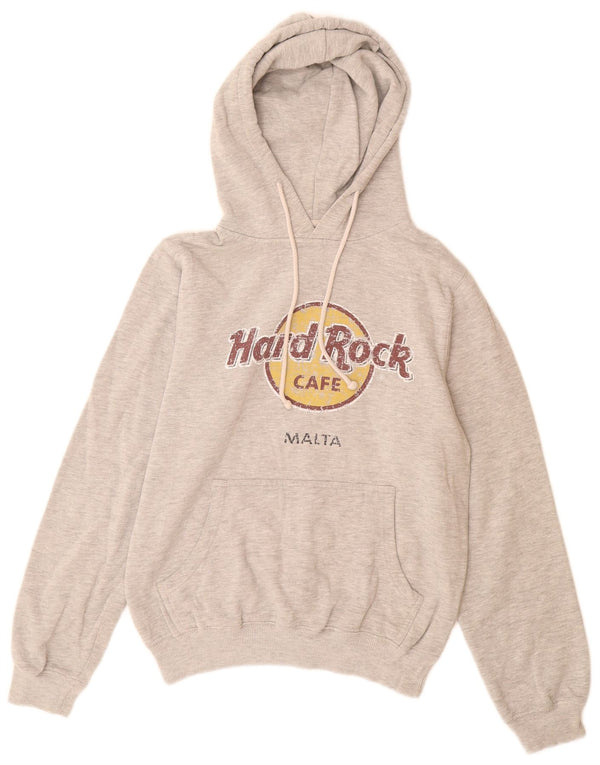 Hard Rock Cafe Dame Malta Hoodie Jumper UK 10 Small Grey Flecked Bomuld