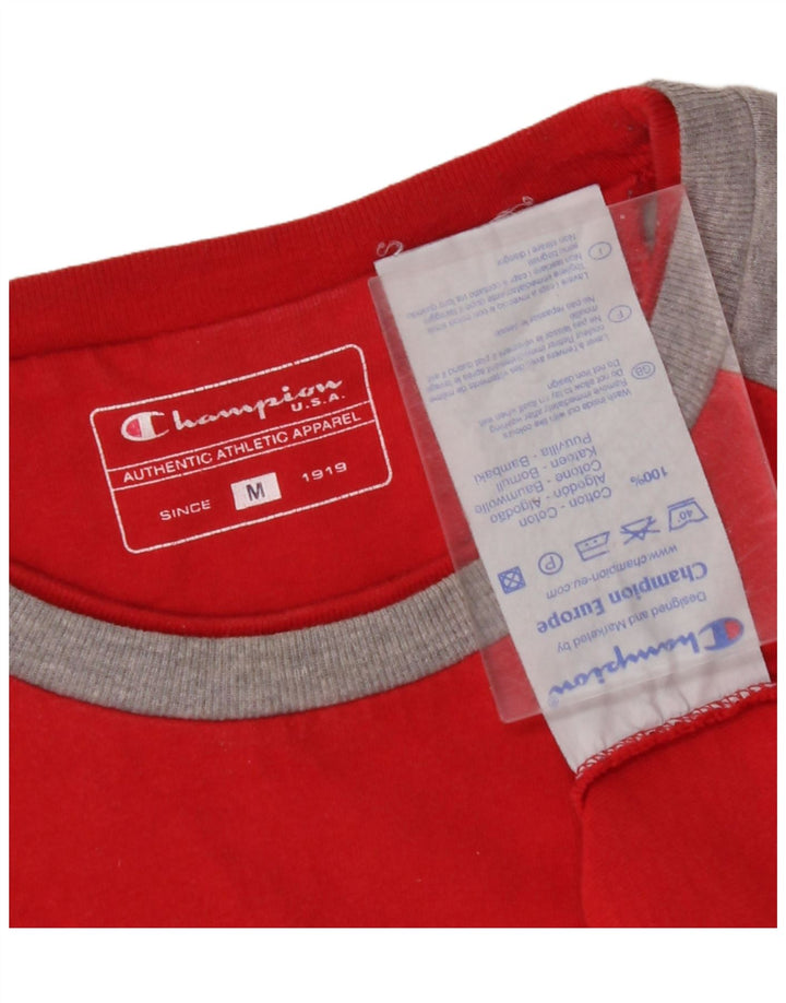 CHAMPION Mens Graphic T-Shirt Top Large Red Colourblock Cotton